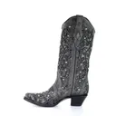 CORRAL Women's Grey Inlay Flower Embroidery Western Boots (A3672) - Corral Boots