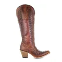 CORRAL Women's Cognac Brown Embroidery Tall Leather Boots (E1570) - Corral