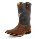 TWISTED X Kid's Top Hand Chocolate and Dusty Blue Boot (YTH0017) - Twisted X