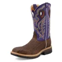 TWISTED X Mens Lite Cowboy Pull On 12in Brown/Purple Western Work Boot (MLCA006) - Twisted X