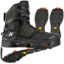 KORKERS River Ops Black/Cool Gray Wading Boot With Vibram & Studded Vibram Soles (FB5325) - Korkers