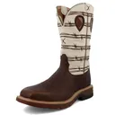 TWISTED X Men's 12in Alloy Toe Brown Elephant Print/Bone Western Work Boots (MXBA006) - Twisted X