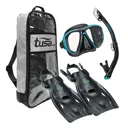 TUSA Powerview Adult Mask/Snorkel/Fins Travel Set (UP-2521B) - Tusa