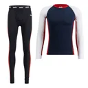 SWIX Men's RaceX Dark Navy L Bodywear LS Shirt and SWIX Men's RaceX Swix Red L Bodywear Pants - Swix