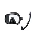 TUSA Freedom HD Black/Black Diving Mask with Hyperdry Elite II Black/Black Snorkel (M-1001QB-BK+SP-0101QB-BK) - Tusa