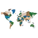 Woodary 3D Multicolor Wooden Wall World Map for Home & Office - Sizes & Levels - Woodary