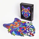 Woodary Wolf Colored Wooden Jigsaw Puzzle for Adults w/ Gift Box, 134 Pieces - Woodary