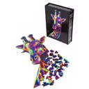 Woodary Giraffe Colored Wooden Jigsaw Puzzle for Adults w/ Gift Box, 103 Pieces - Woodary