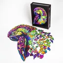 Woodary Parrot Colored Wooden Jigsaw Puzzle for Adults w/ Gift Box, 114 Pieces - Woodary
