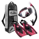 TUSA Visio Tri-Ex Adult Mask/Snorkel/Fins Travel Set (UP-3521QB) - Tusa