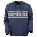 OUTBACK TRADING Men's Casey Casual Aztec Pattern Blue Kangaroo Pocket Hoodie (40133-BLU) - Outback Trading