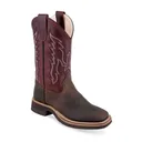 OLD WEST Children's Broad Square Toe Brown/Red Cowboy Boots (BSC1889) - Old West
