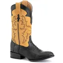 FERRINI Men's Nash Ostrich Leg R-Toe Black Boots (1141104) - Ferrini