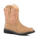 ROPER Women's Chunk Rider All-Over Tan Faux Leather Western Boot (09-021-1532-2717-TA) - Roper