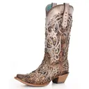CORRAL Women's Taupe Inlay And Studs Western Boots (C3409-M-05) - Corral Boots