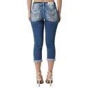 MISS ME Women's Featherington Floral Dark Blue Slim-Fit Mid-Rise Capri Jeans with Faux Flap Pockets (M9295P) - 