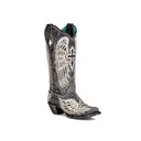 CORRAL Women's Black Cross & Wings Overlay & Studs Snip Toe Western Boots (A4232) - Corral