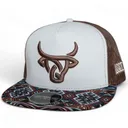 LOST CALF Dakota White/Brown Flat Cap (LCF00030) - Lost Calf