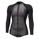 O'NEILL Women's Bahia 2/1mm Front Zip L/S Glide Black/Black/Black Surf Suit (5363-FQ9) - O'neill
