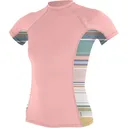 O'NEILL Women's Side Print S/S Rashguard Peony/Baja Stripe Shirt (5405S-HL1) - O'neill