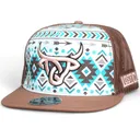 LOST CALF Men's Oakes Turquoise/Brown Flat Cap (LCF00124) - Lost Calf