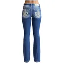 MISS ME Women's Paisley Print Fleur De Lis Dark Blue Mid-Rise Bootcut Jeans (M9357BL) - 