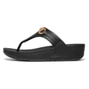 FITFLOP Women's Lulu Chunky-Snaffle Leather Toe-Post Black Sandals (HY7) - Fitflop
