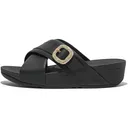 FITFLOP Women's Lulu Crystal-Buckle Leather Cross Slides (HO1) - Fitflop