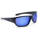OPTIC NERVE Unisex Contra XL Matte Black/Blue Mirror Smoke Lens Polarized Sunglasses (22740) - Optic Nerve