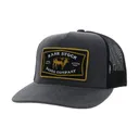 HOOEY Rank Stock 5-Panel Black/Gold Rectangle Patch Charcoal/Black Trucker Cap (2158T-CHBK) - Hooey
