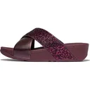 FITFLOP Womens Lulu Crystal-Mix Metallic Cross Slides Sandals (JL1) - Fitflop
