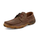 TWISTED X Women's Boat Shoes Driving Moc Brown and Cream Casual Shoes (WDM0159) - Twisted X