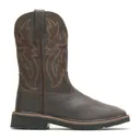 WOLVERINE Men's Rancher Square-Toe Wellington Dark Brown/Rust Work Boots (W10704) - Wolverine Footwear