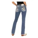 MISS ME Womens Wild Spirit Fleur De Lis Mid-Rise 32L Bootcut Jeans (M9400SBV) - 