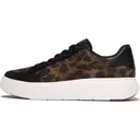 FITFLOP Women's RTG Leopard Suede Black/Chocolate Mix Sneakers (E6I-D24) - FitFlop