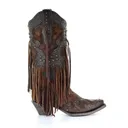 CORRAL Womens Goat Overlay Studs and Fringes Boots - Corral Boots
