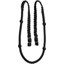 MUSTANG 3/4in x 7ft Cable Knotted Nylon Black Rein with Solid Brass Conway Buckles (8177-D) - Mustang