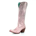 CORRAL Women's Rose Embroidery Tall Top Boots (E1447) - Corral