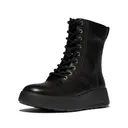 FITFLOP Women's F-Mode Stitch Warm Black Tumbled-Leather Lace-Up Ankle Boots (E1S-001) - Fitflop