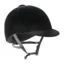 IRH Medalist Plush Black Velveteen With Black Covered Nylon 3 Point Harness Riding Helmet (1068) - International Riding Helmets