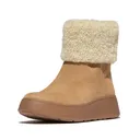 FITFLOP Women's F-Mode Shearling-Collar Desert Tan Zip-Up Suede Ankle Boots (E2D-A69) - Fitflop