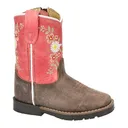 SMOKY MOUNTAIN BOOTS Girl's Autry Vintage Chocolate/Coral Leather Western Boots (3427T) - Smoky Mountain Boots