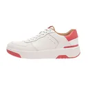 FITFLOP Women's Rally Evo Urban White/Rosy Coral Leather Sneakers (HE5-B20) - Fitflop