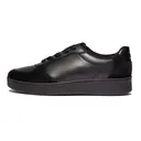 FITFLOP Women's Rally All Black Leather/Suede Panel Sneakers (FQ1-090) - Fitflop