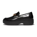 FITFLOP Women's F-Luma Chunky-Snaffle Black Box-Leather Demi-Wedge Loafers (HY3-001) - Fitflop
