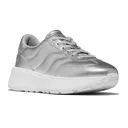 FITFLOP Women's F-Mode T-Toe Wave Metallic Silver Leather Sneakers (E2E-011) - Fitflop