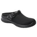 DREW Women's Savannah Black Leather/ Black Stretch Clogs (17100-99) - Drew