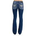 MISS ME Women's Flame Cross and Heart Embellished Pockets Dark Blue 32L Mid-Rise Bootcut Jeans (M9535BV) - Miss Me