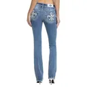 MISS ME Women's Shelly Fleur De Lis Dark Blue 34L Embellished Pockets Mid-Rise Slim Bootcut Jeans (M9439SBL) - 
