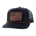 HOOEY Liberty Roper 6-Panel Leather Flag Patch Trucker Cap (2510T) - Hooey